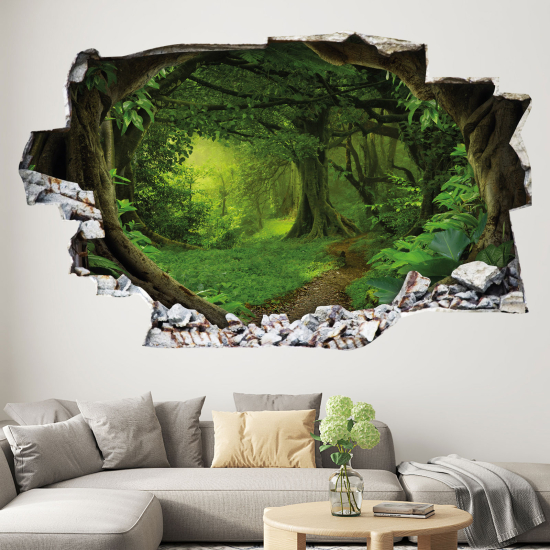 Adesivo murale effetto 3D - Foresta Incantata