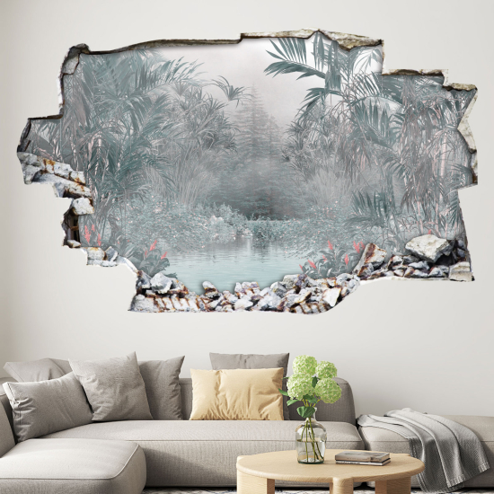 Adesivo murale effetto 3D - Foresta Tropicale