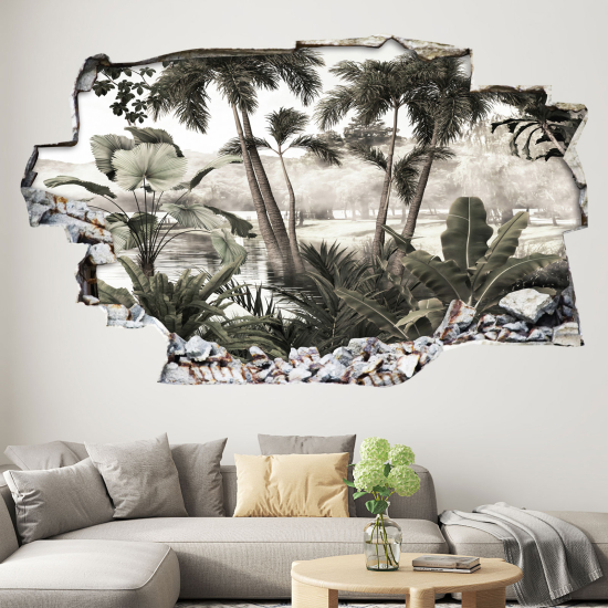 Adesivo murale effetto 3D - Foresta Tropicale