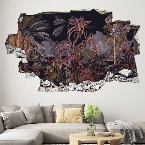 Adesivo murale effetto 3D - Foresta Tropicale