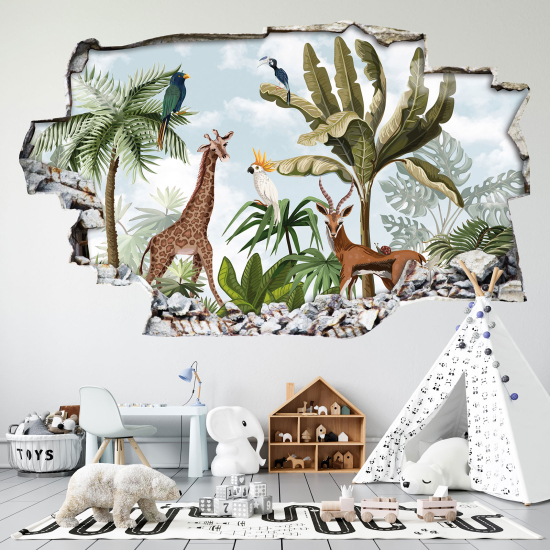 Adesivo murale effetto 3D - Foresta Tropicale