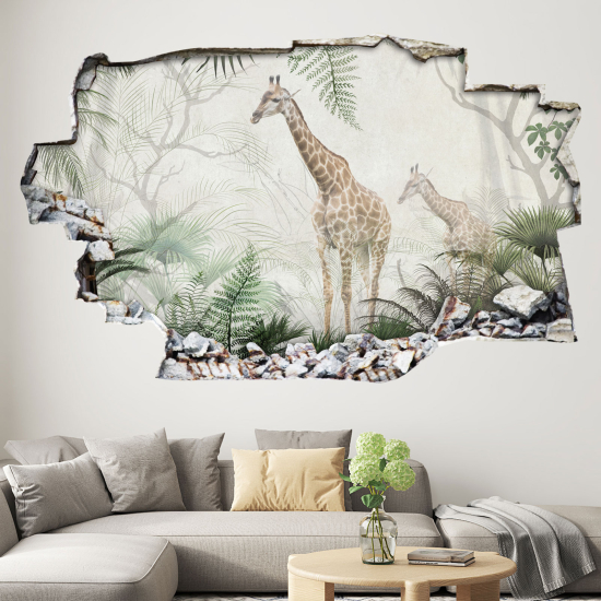Adesivo murale effetto 3D - Giraffe
