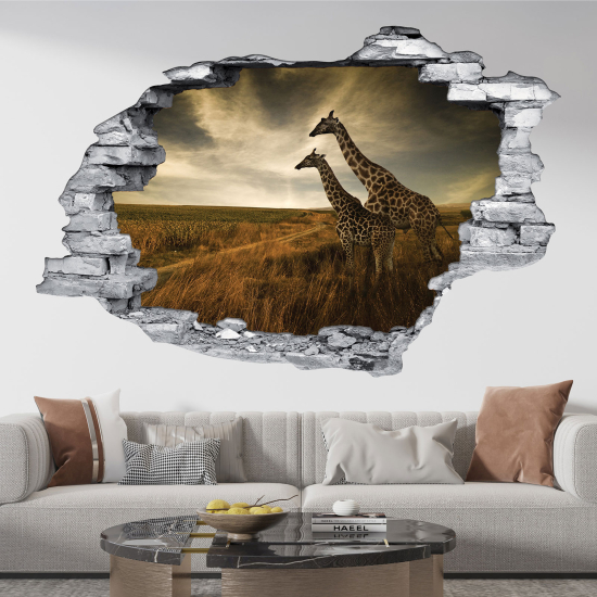 Adesivo murale effetto 3D - Giraffe