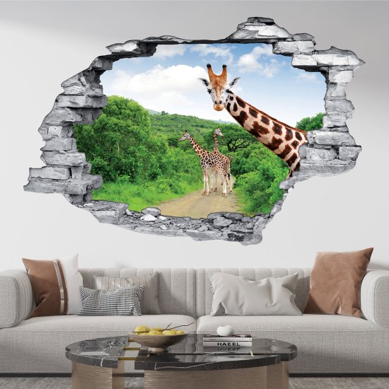 Adesivo murale effetto 3D - Giraffe