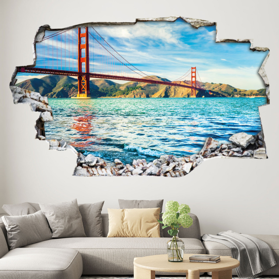 Adesivo murale effetto 3D - Golden Gate