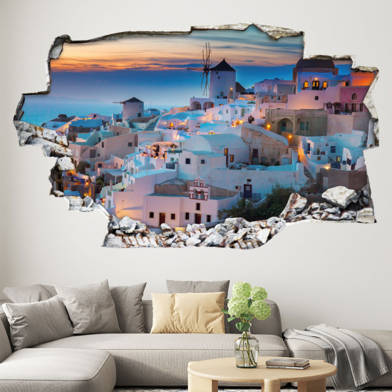 Adesivo murale effetto 3D - Isola di Santorini