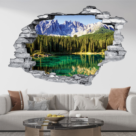 Adesivo murale effetto 3D - Lago di Montagna