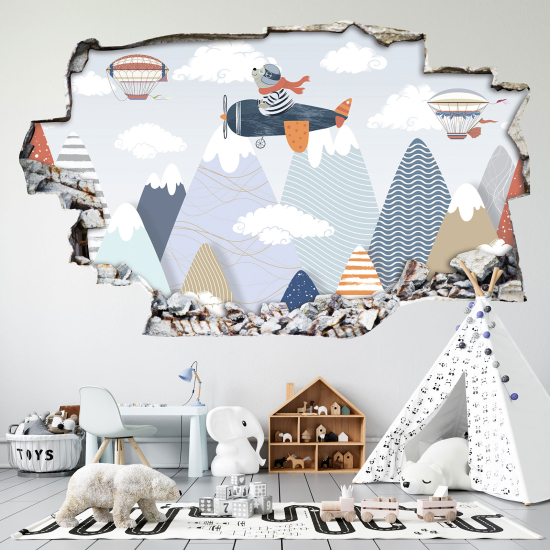 Adesivo murale effetto 3D - Montagne