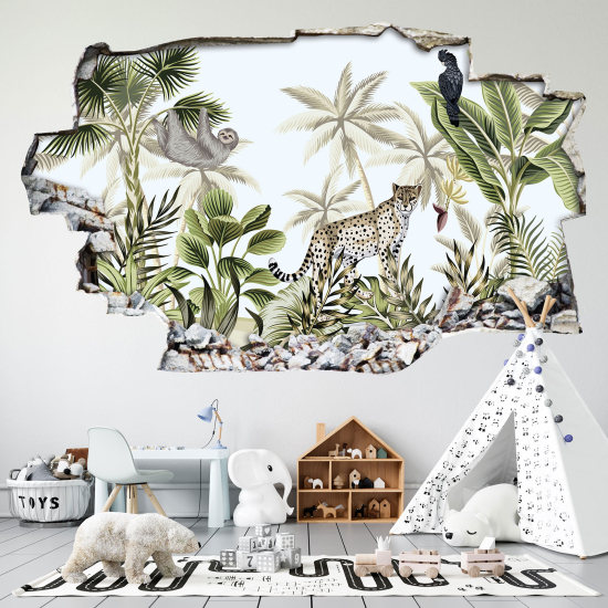 Adesivo murale effetto 3D - Motivo Tropicale Animali