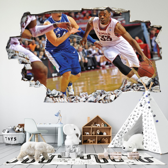 Adesivo murale effetto 3D - Pallacanestro