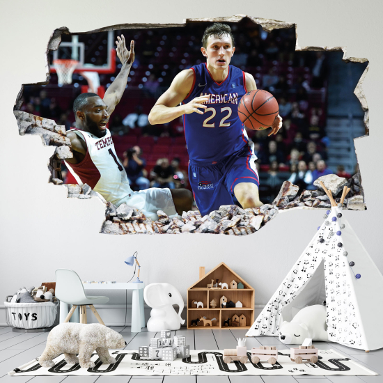 Adesivo murale effetto 3D - Pallacanestro