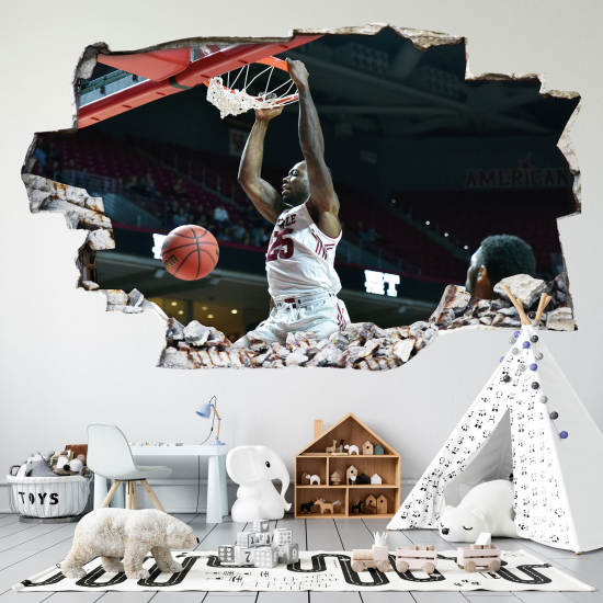 Adesivo murale effetto 3D - Pallacanestro