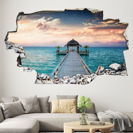 Adesivo murale effetto 3D - Pontone Mare