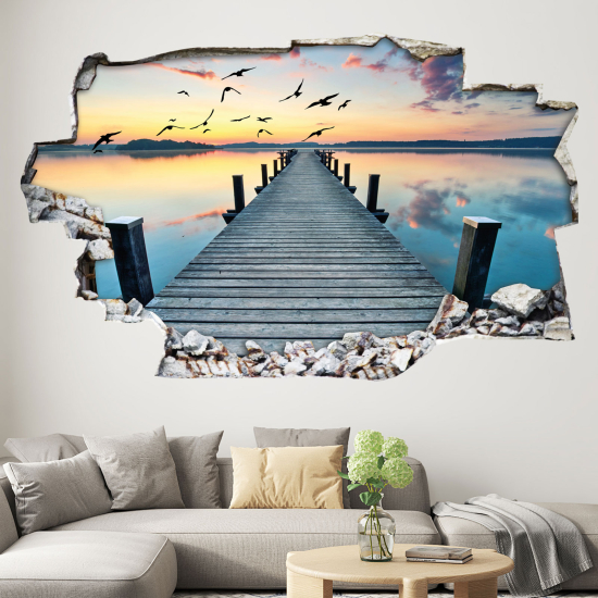 Adesivo murale effetto 3D - Pontone Mare