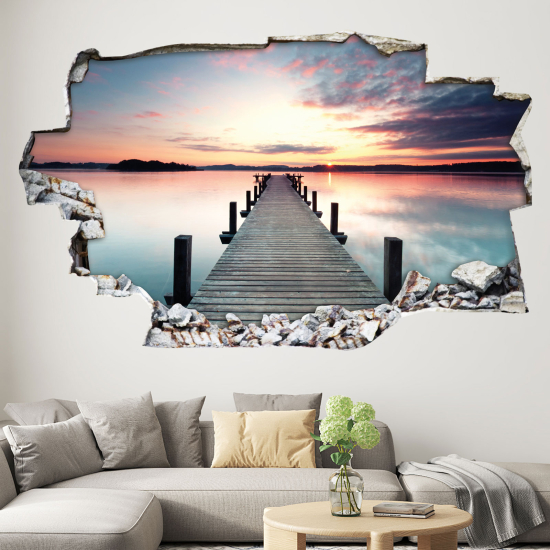 Adesivo murale effetto 3D - Pontone Mare