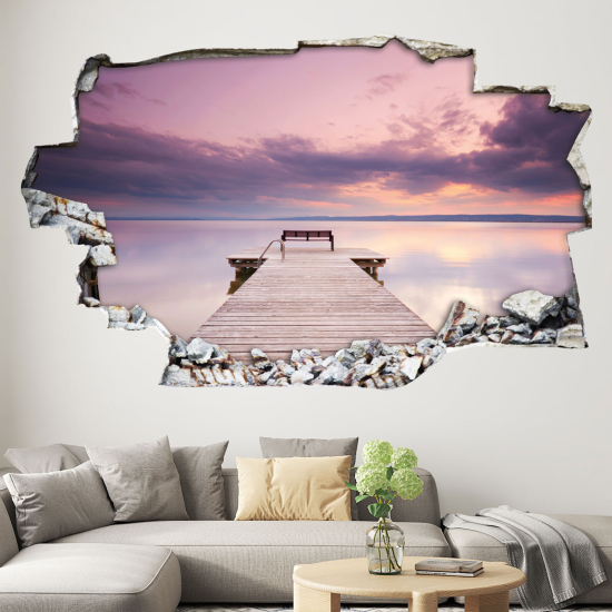 Adesivo murale effetto 3D - Pontone Mare
