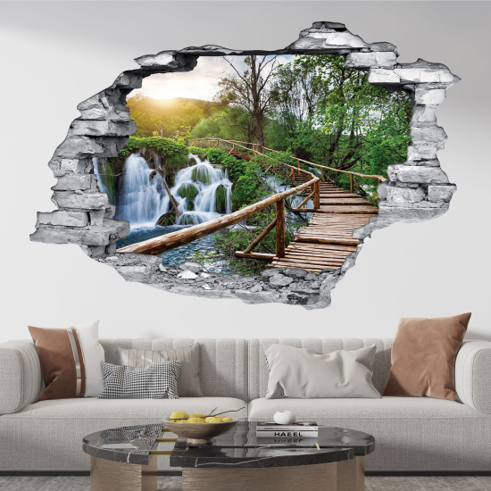 Adesivo murale effetto 3D - Sentiero Cascata