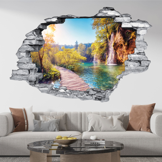 Adesivo murale effetto 3D - Sentiero Cascata