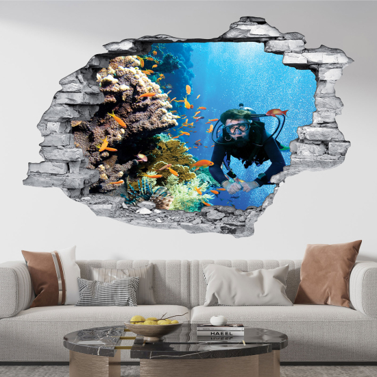Adesivo murale effetto 3D - Sommozzatore