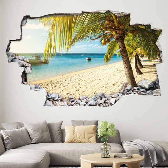 Adesivo murale effetto 3D - Spiaggia Palmier