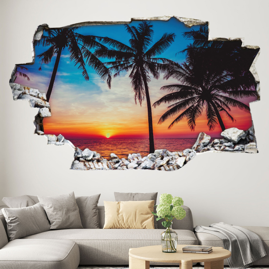Adesivo murale effetto 3D - Spiaggia Palmier