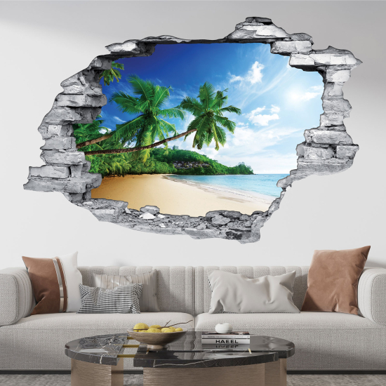 Adesivo murale effetto 3D - Spiaggia Palmiers
