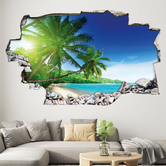 Adesivo murale effetto 3D - Spiaggia Palmiers