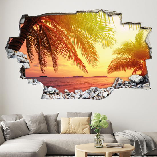Adesivo murale effetto 3D - Spiaggia Palmiers