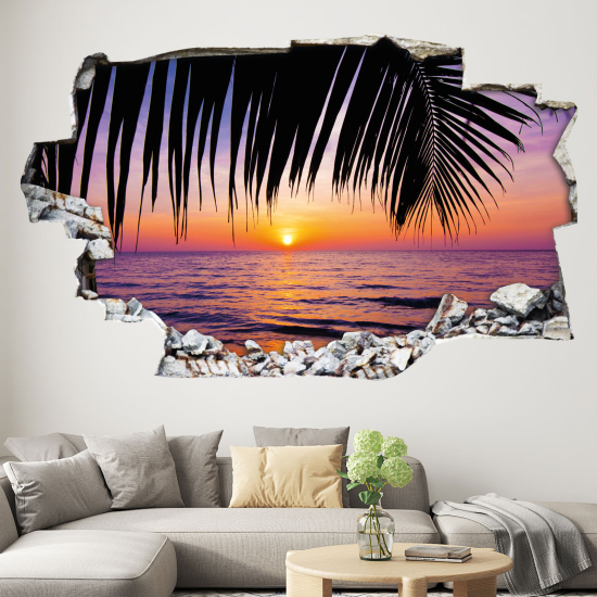 Adesivo murale effetto 3D - Spiaggia Palmiers
