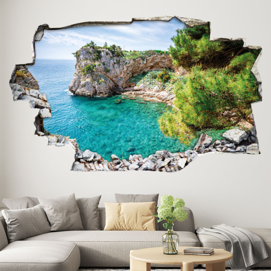 Adesivo murale effetto 3D - Spiaggia Selvaggia