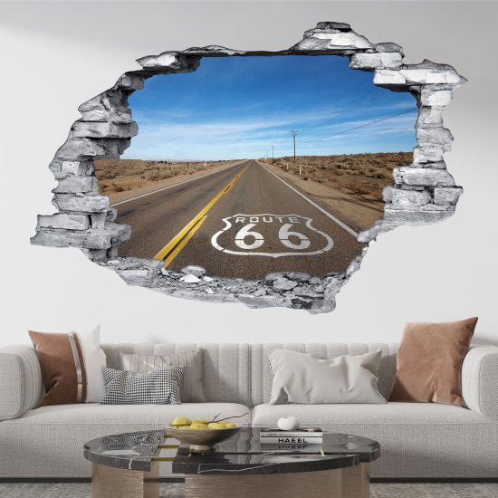 Adesivo murale effetto 3D - Strada 66
