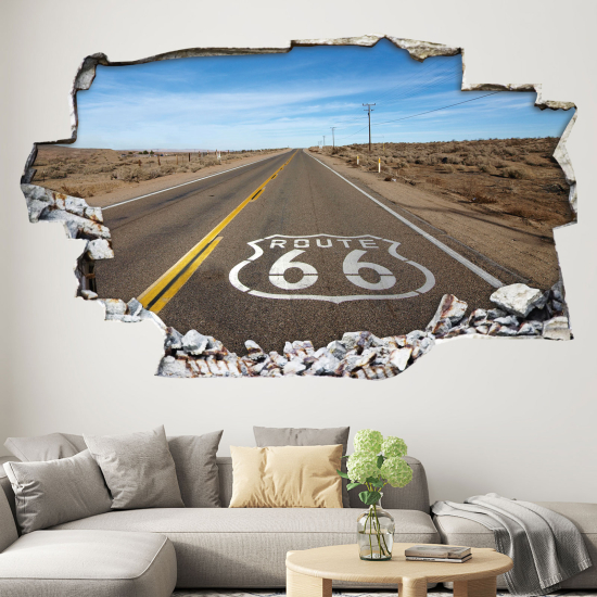 Adesivo murale effetto 3D - Strada 66