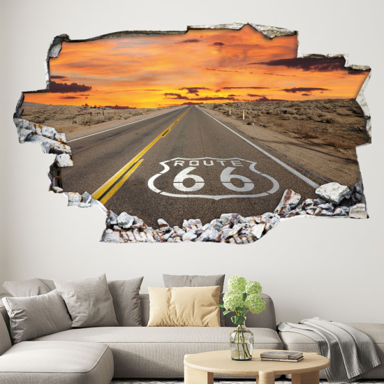 Adesivo murale effetto 3D - Strada 66