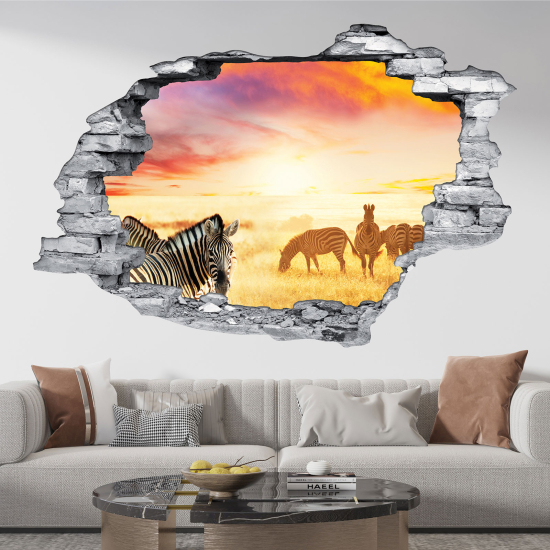 Adesivo murale effetto 3D - Zebre