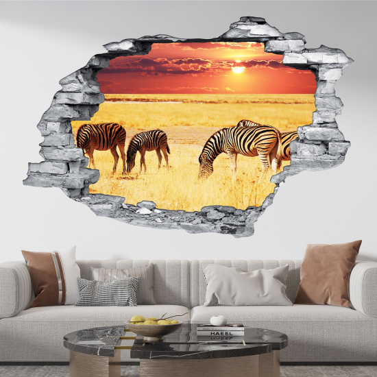 Adesivo murale effetto 3D - Zebre