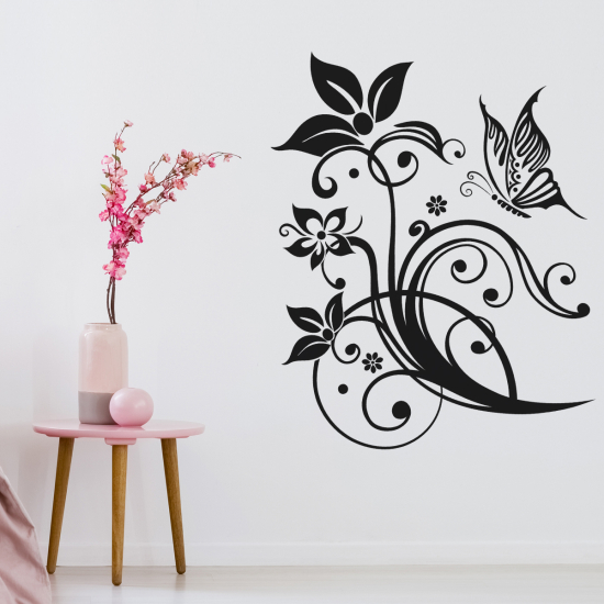 Adesivo Murale - Fiori Farfalla