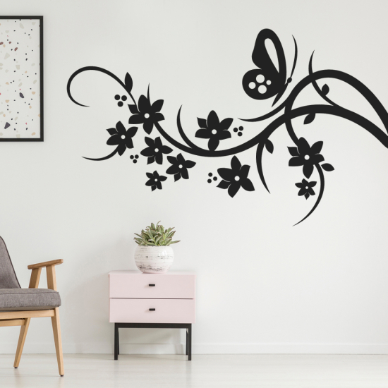 Adesivo Murale - Fiori Farfalla