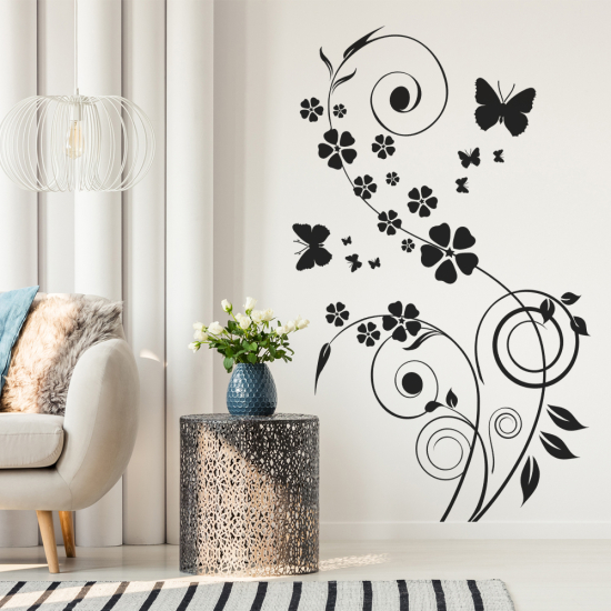 Adesivo Murale - Fiori Farfalle