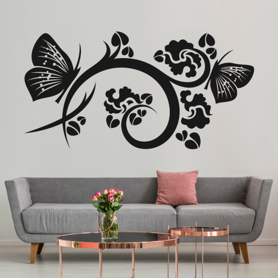 Adesivo Murale - Fiori Farfalle