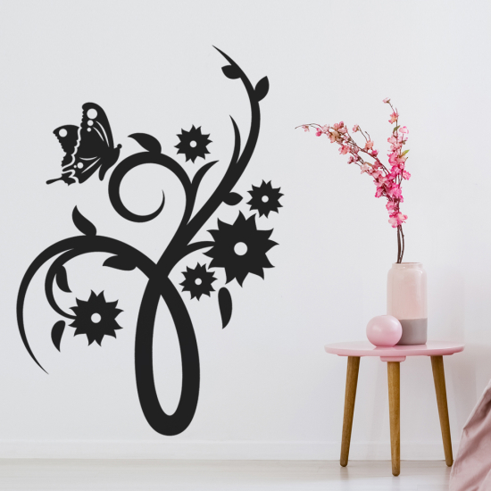 Adesivo Murale - Fiori Farfalle