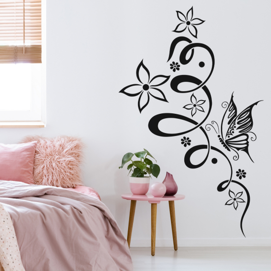 Adesivo Murale - Fiori Farfalle