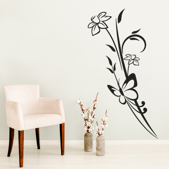 Adesivo Murale - Fiori Farfalle