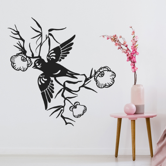 Adesivo Murale - Fiori Uccello