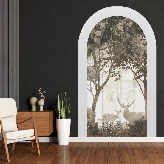Adesivo Murale - Illusione ottica - Arco - Animali della Foresta