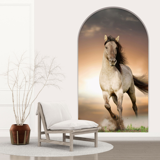 Adesivo Murale - Illusione ottica - Arco - Cavallo