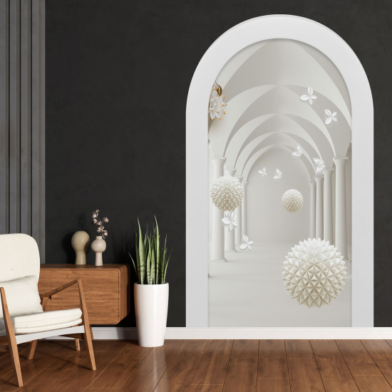 Adesivo Murale - Illusione ottica - Arco - Colonne Effetto 3D