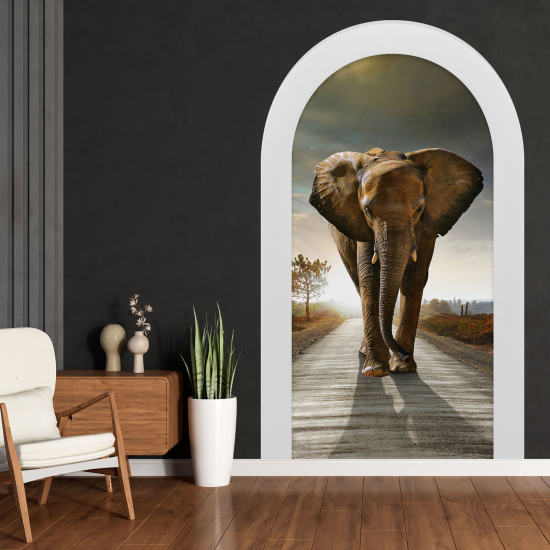 Adesivo Murale - Illusione ottica - Arco - Elefante