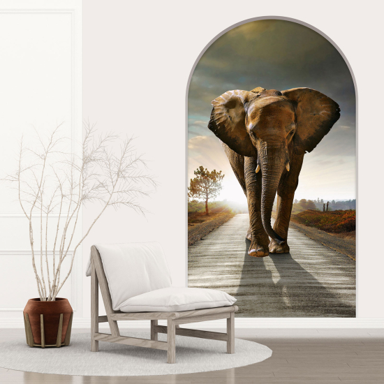 Adesivo Murale - Illusione ottica - Arco - Elefante