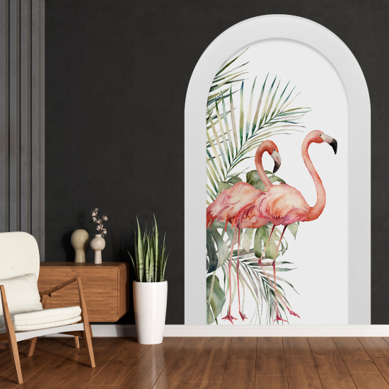 Adesivo Murale - Illusione ottica - Arco - Fenicotteri Rosa
