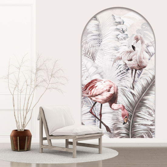 Adesivo Murale - Illusione ottica - Arco - Fenicotteri Rosa